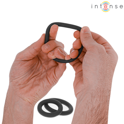 INTENSE - ANILLOS PENEANOS DE SILICONA BÁSICOS HUGH 3 NEGROS