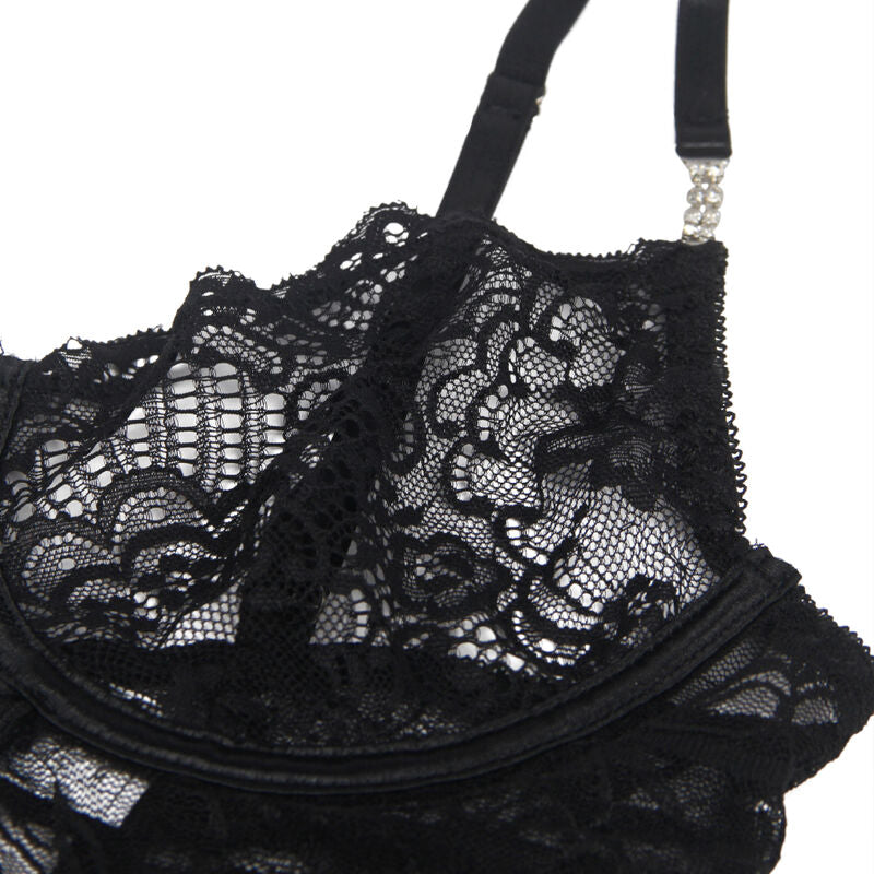 SUBBLIME - 954185 NUIS ET CHEMISE DE NUIT EN DENTELLE AVEC BRETELLES AJUSTABLES NOIR S/M