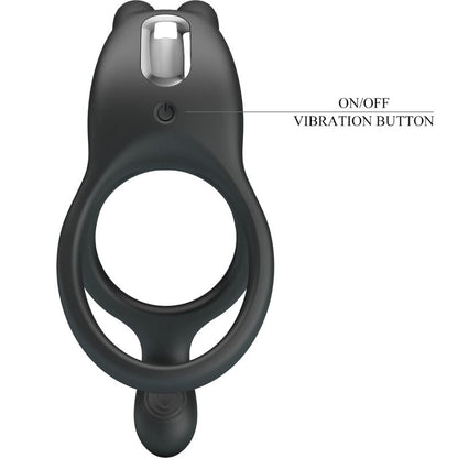 PRETTY LOVE - SETH DOUBLE VIBRATING RING RABBIT 7 VIBRATIONS BLACK