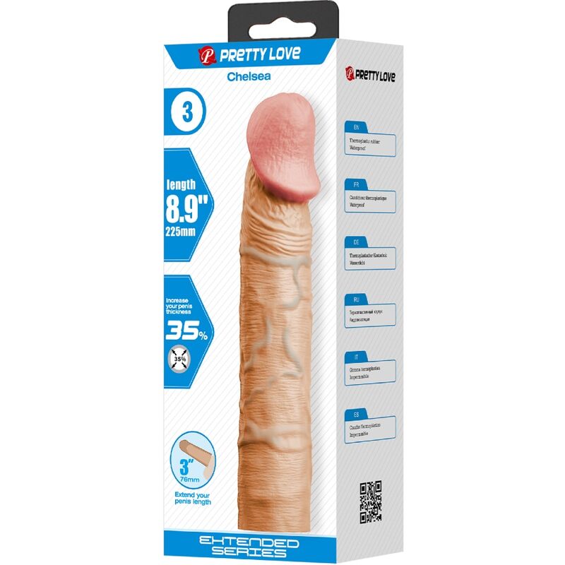PRETTY LOVE - CHELSEA PENIS SLEEVE WITH 7.6 CM EXTENSION FLESH