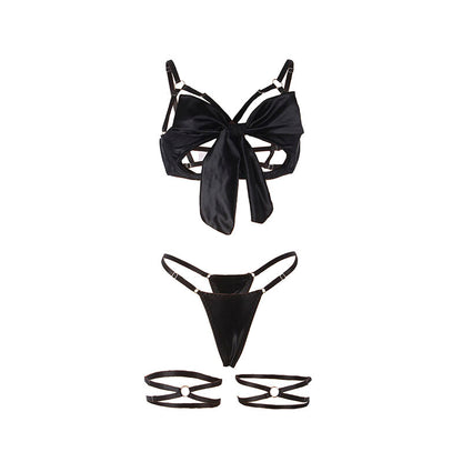 SUBBLIME - 955205 BRA SET WITH ADJUSTABLE BLACK BOW L/XL