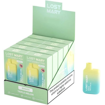 LOST MARY - BM600 NICOTINE VAPER 2% DISPOSABLE TRIPLE MELON