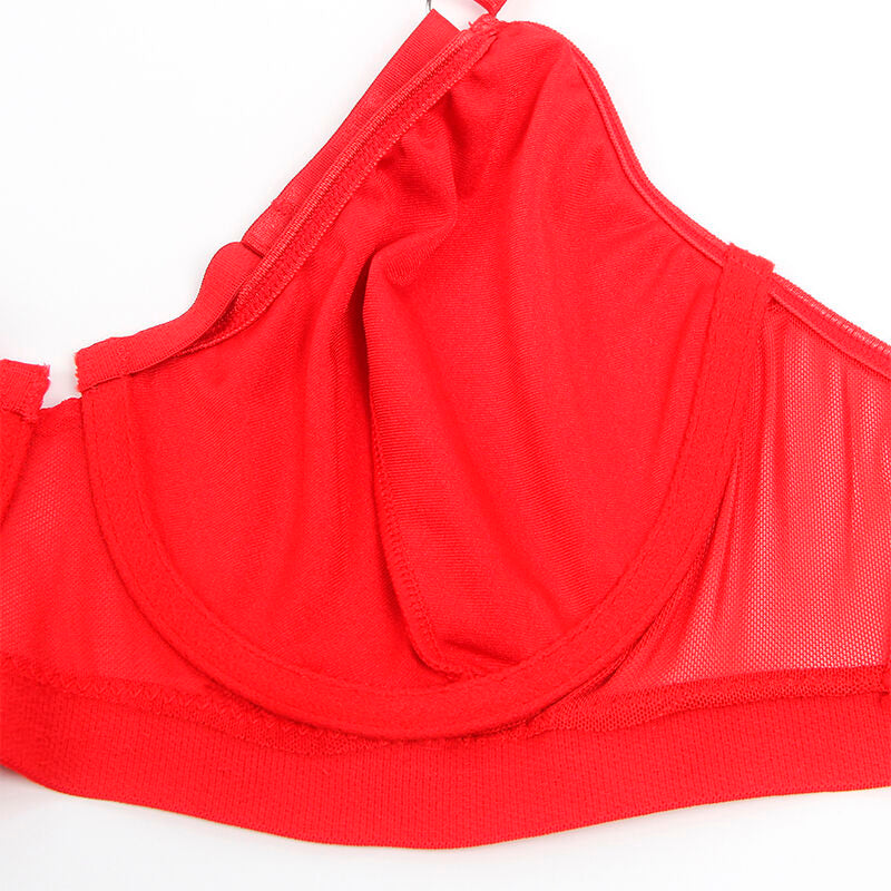 SUBBLIME - 955250 RED BONDAGE BRA WITH GARTER SET S/M