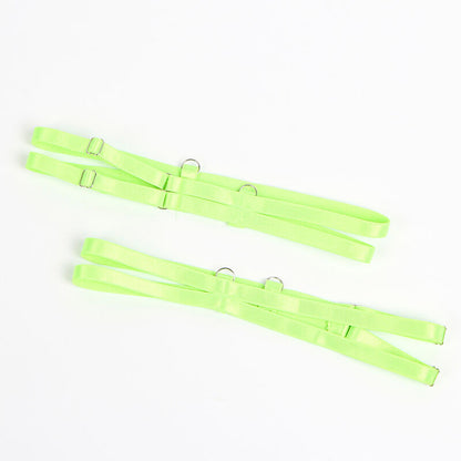 SUBBLIME - 955328 BRA SET WITH LACE AND GARTER LINES GREEN AND BLUE L/XL