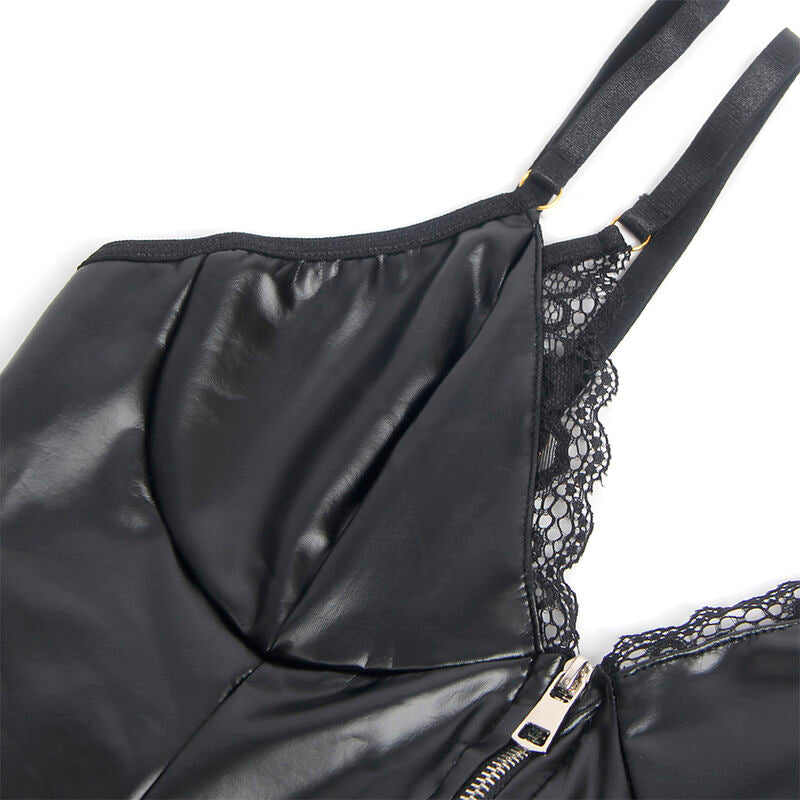 SUBBLIME - 955458 BODY DE PIEL NEGRA CON CREMALLERA TALLA S/M