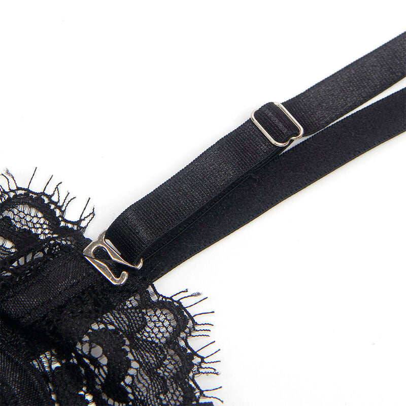 SUBBLIME - 955502 BODY NUIT EN DENTELLE AVEC NŒUDS ET PORTE-JARRETELLES NOIR T.L/XL