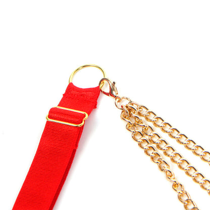 SUBBLIME - 955519 CONJUNTO DE SUJETADOR CON CADENAS Y CORAZÓN DE MALLA ROJO S/M