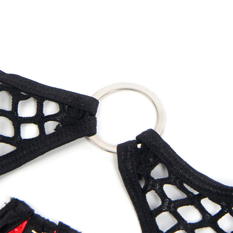 SUBBLIME - 955540 RED PATENT LEATHER MESH ZIPPER BRA SET L/XL