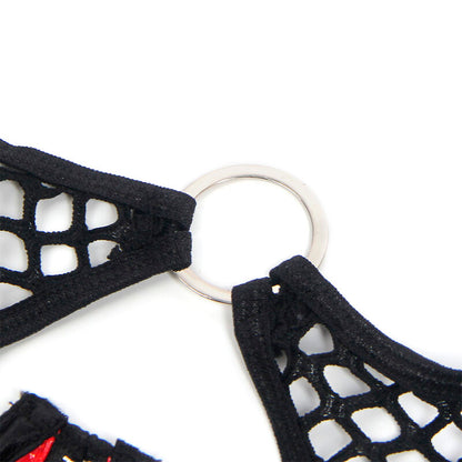 SUBBLIME - 955540 RED PATENT LEATHER MESH ZIPPER BRA SET L/XL