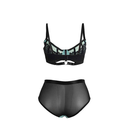 SUBBLIME - 955564 GREEN PATENT LEATHER MESH ZIPPER BRA SET L/XL