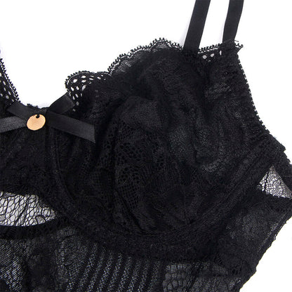 SUBBLIME - 955625 LACE BODYSUIT WITH BOTTOM CLOSURE BLACK L/XL