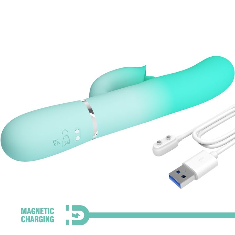 PRETTY LOVE - VIBRADOR CONEJO MULTIFUNCIÓN GIGI VERDE AGUA