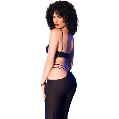 CHILIROSE - CR 4851 BLACK TOP AND LEGGINGS SET WITH GOLDEN ACCESSORIES S