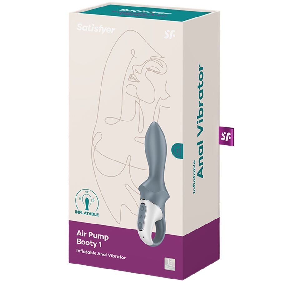 SATISFYER - AIR PUMP BOOTY 1 ANAL INFLATABLE VIBRATOR GREY