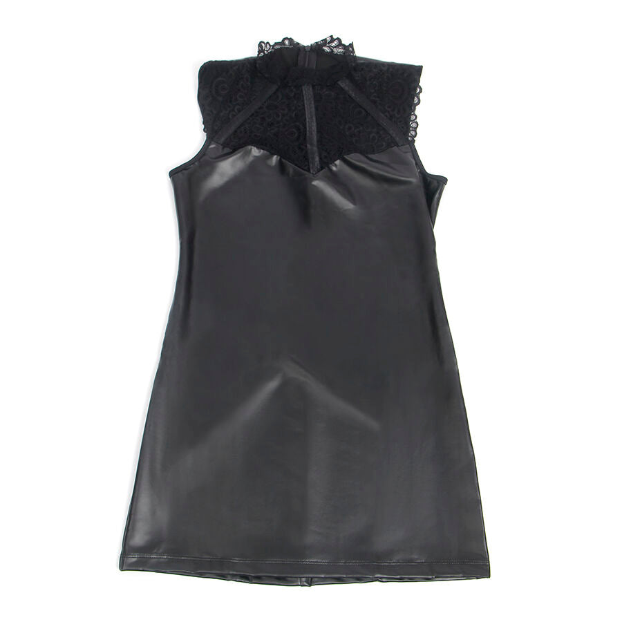 SUBBLIME - 957544 LACE COLLAR LEATHER DRESS BLACK S/M