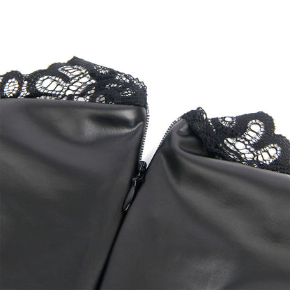 SUBBLIME - 957544 LACE COLLAR LEATHER DRESS BLACK S/M