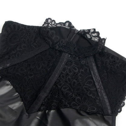 SUBBLIME - 957544 LACE COLLAR LEATHER DRESS BLACK S/M