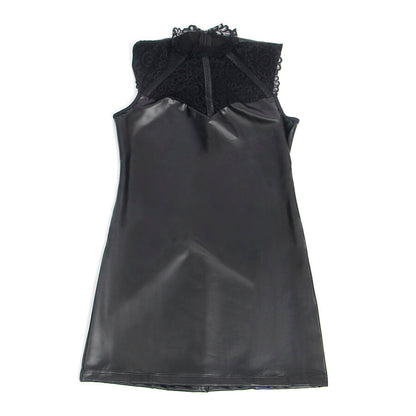 SUBBLIME - 957544 LACE COLLAR LEATHER DRESS