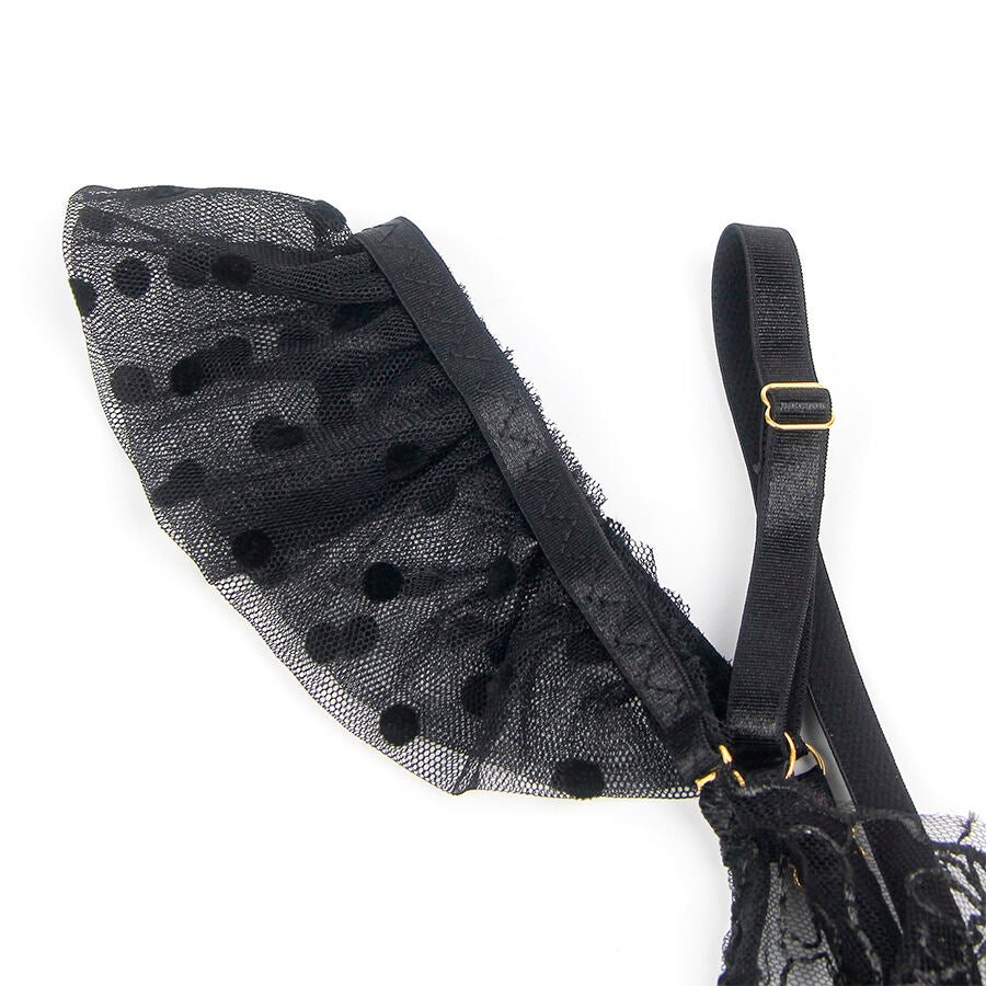 SUBBLIME - 957483 LACE BRA AND GARTER SET BLACK S/M