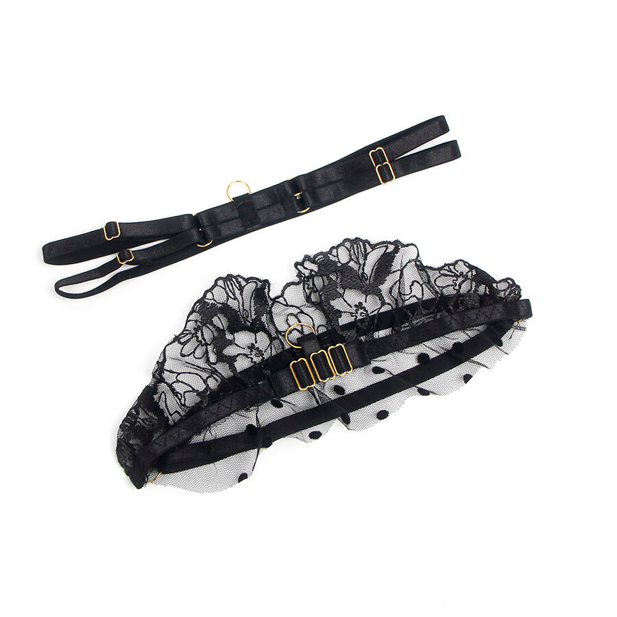 SUBBLIME - 957483 LACE BRA AND GARTER SET BLACK S/M