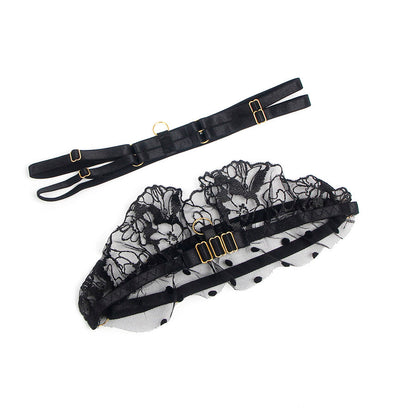 SUBBLIME - 957490 LACE BRA AND GARTER SET  BLACK L/XL