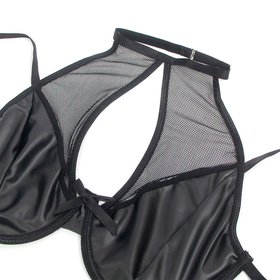 SUBBLIME - 957599 LEATHER BRA AND SKIRT SET BLACK L/XL