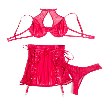 SUBBLIME - 957605 LEATHER BRA AND SKIRT SET