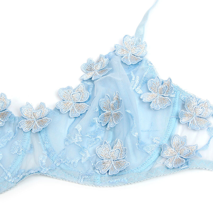 SUBBLIME - 957629 FLOWER EMBROIDERED BRA AND PANTIES SET SKY