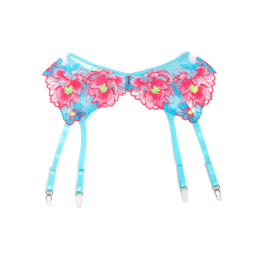 SUBBLIME - 957643 FLOWER EMBROIDERED BRA AND GARTER BELT SET