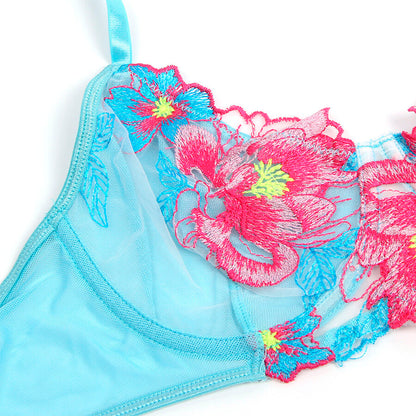 SUBBLIME - 957643 FLOWER EMBROIDERED BRA AND GARTER BELT SET