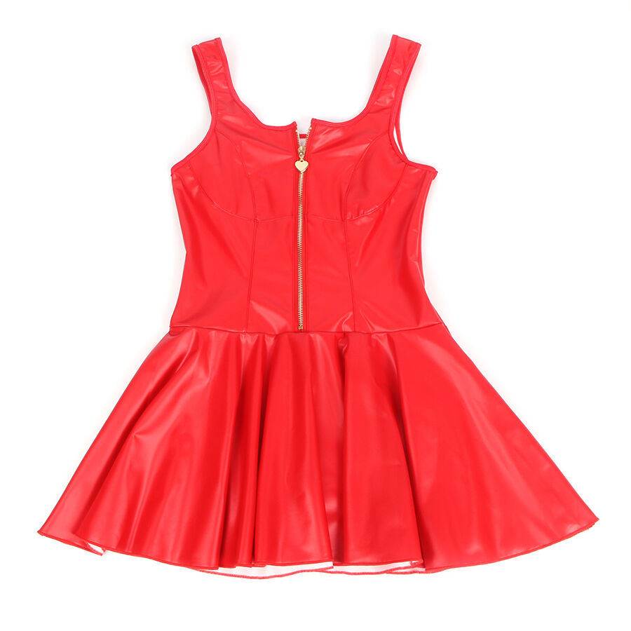 SUBBLIME - 957681 HEART ZIPPER LEATHER DRESS RED S/M