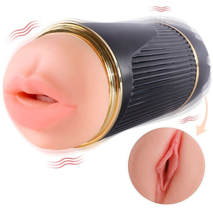SHEQU - KAY DOUBLE MASTURBATOR WITH DUAL MOUTH AND VAGINA VIBRATION