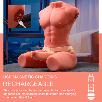 XISE - JASON HALF BODY REALISTIC MALE TORSO WITH THRUSTING AND VIBRATION 55 CM