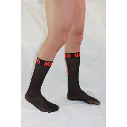MACHO - THIN SOCKS ONE SIZE BLACK/RED