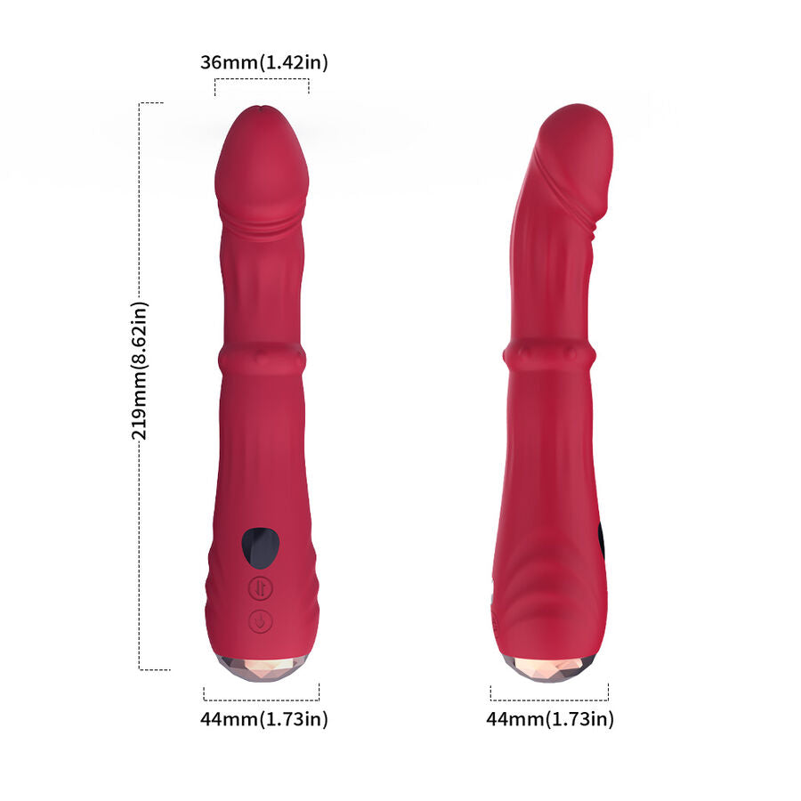 ARMONY - DILDO VIBRANT STIMULATEUR À POINT CHAUD THERMO-AJUSTABLE ROUGE