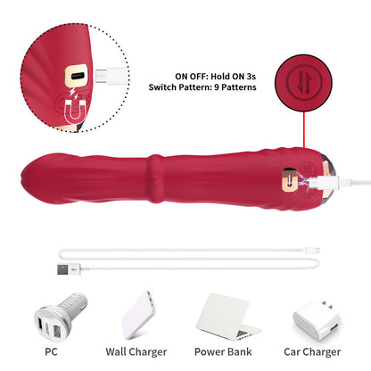 ARMONY - DILDO VIBRANT STIMULATEUR À POINT CHAUD THERMO-AJUSTABLE ROUGE