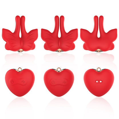 ARMONY - MAGNETIC NIPPLE CLAMPS WITH VIBRATION BUTTERFLY SHAPE RED