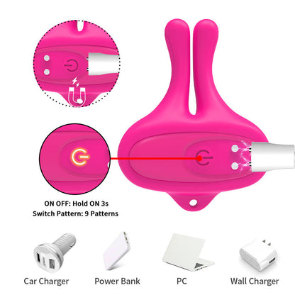 ARMONY - RABBIT SHAPE VIBRATION MAGNETIC NIPPLE CLAMPS PINK