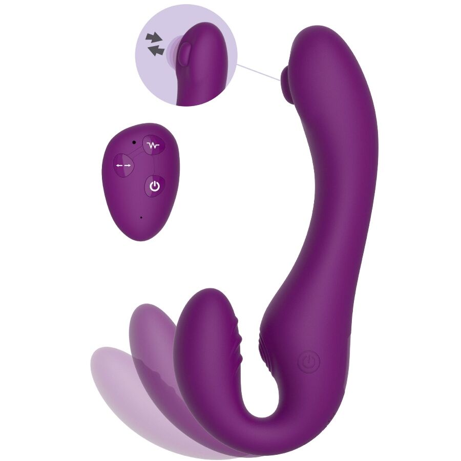 XOCOON - 2 IN 1 STRAPLESS STRAP-ON VIBRATOR WITH REMOTE CONTROL PURPLE