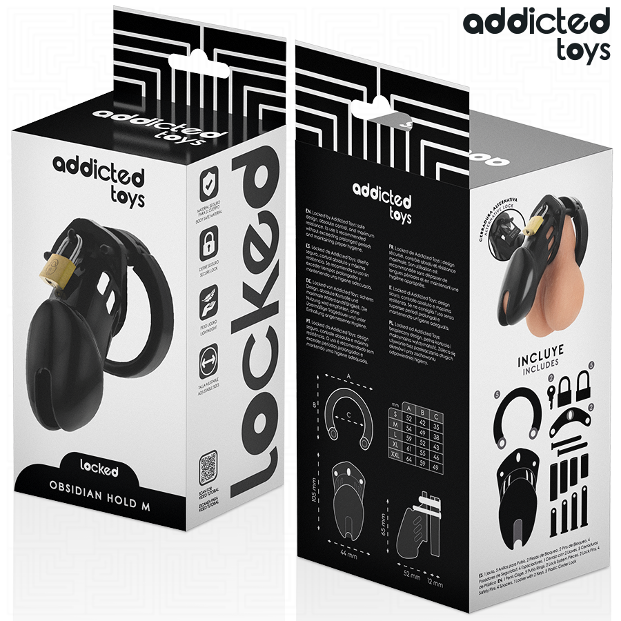 ADDICTED TOYS LOCKED - OBSIDIAN HOLD PENIS CAGE SIZE M