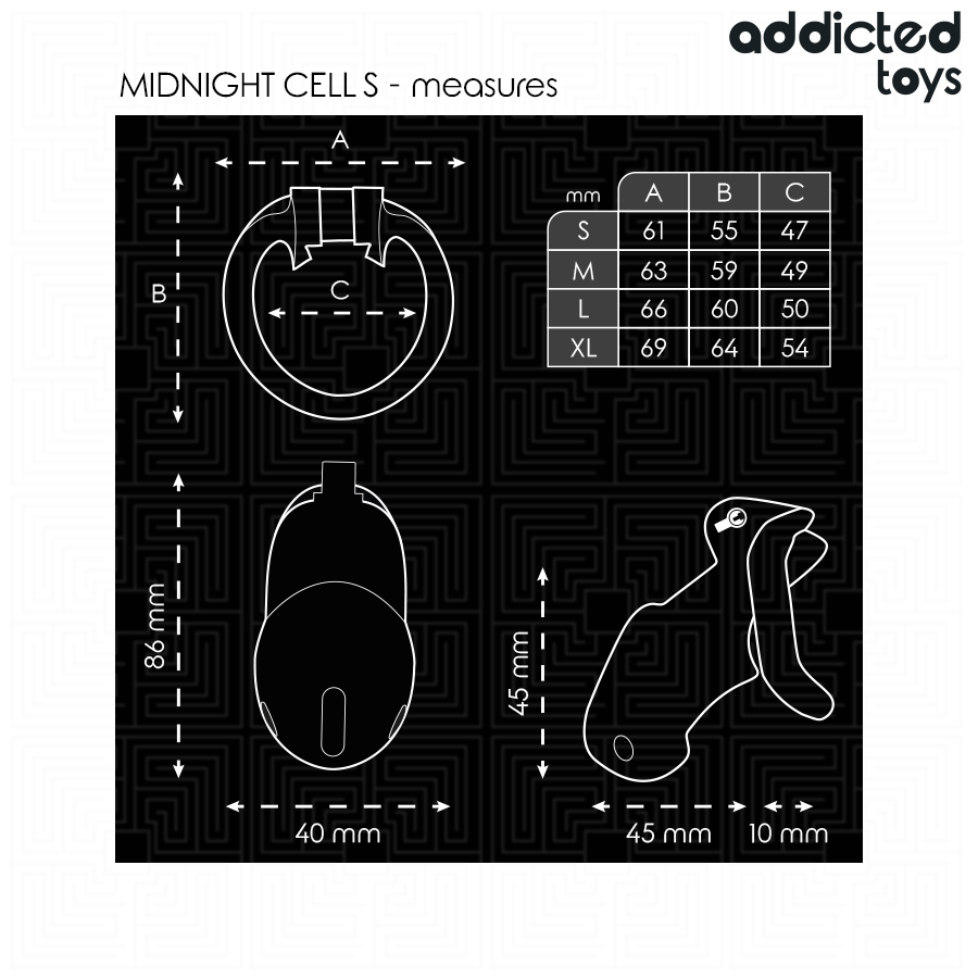 ADDICTED TOYS LOCKED - MINDNIGHT CELL PENIS CAGE SIZE S