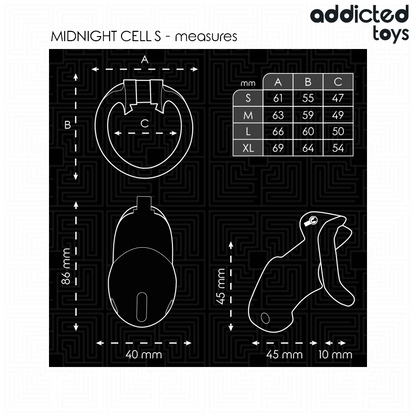 ADDICTED TOYS LOCKED - MINDNIGHT CELL PENIS CAGE SIZE S