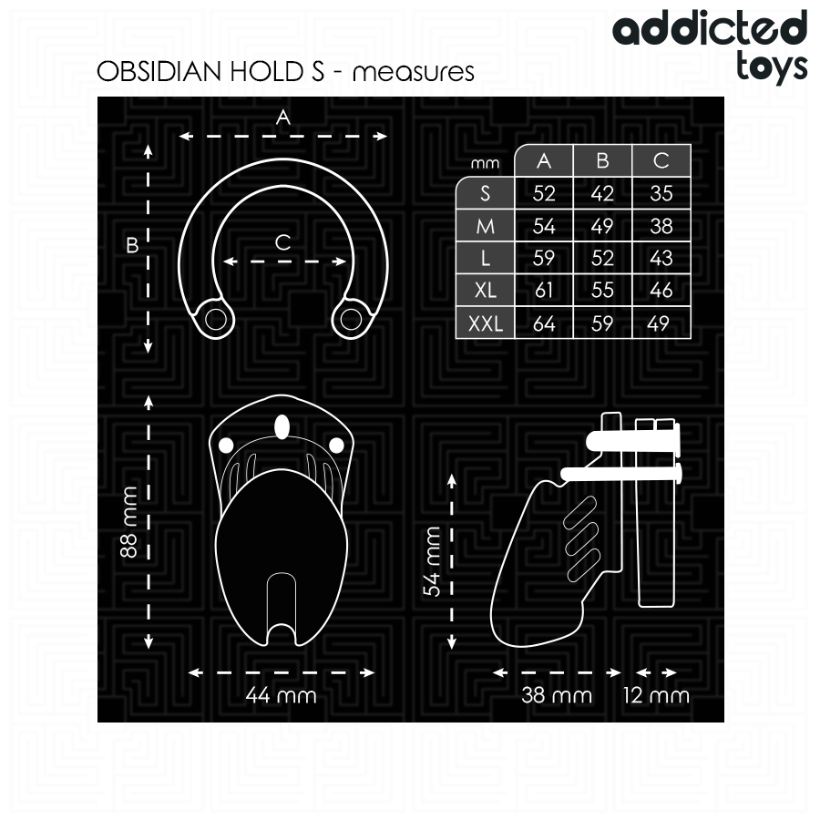 ADDICTED TOYS LOCKED - CAGE DE PÉNIS OBSIDIAN HOLD TAILLE S