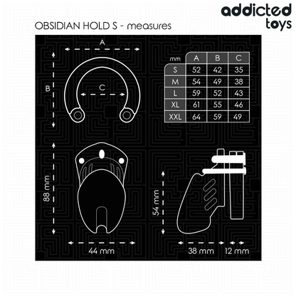 ADDICTED TOYS LOCKED - CAGE DE PÉNIS OBSIDIAN HOLD TAILLE S