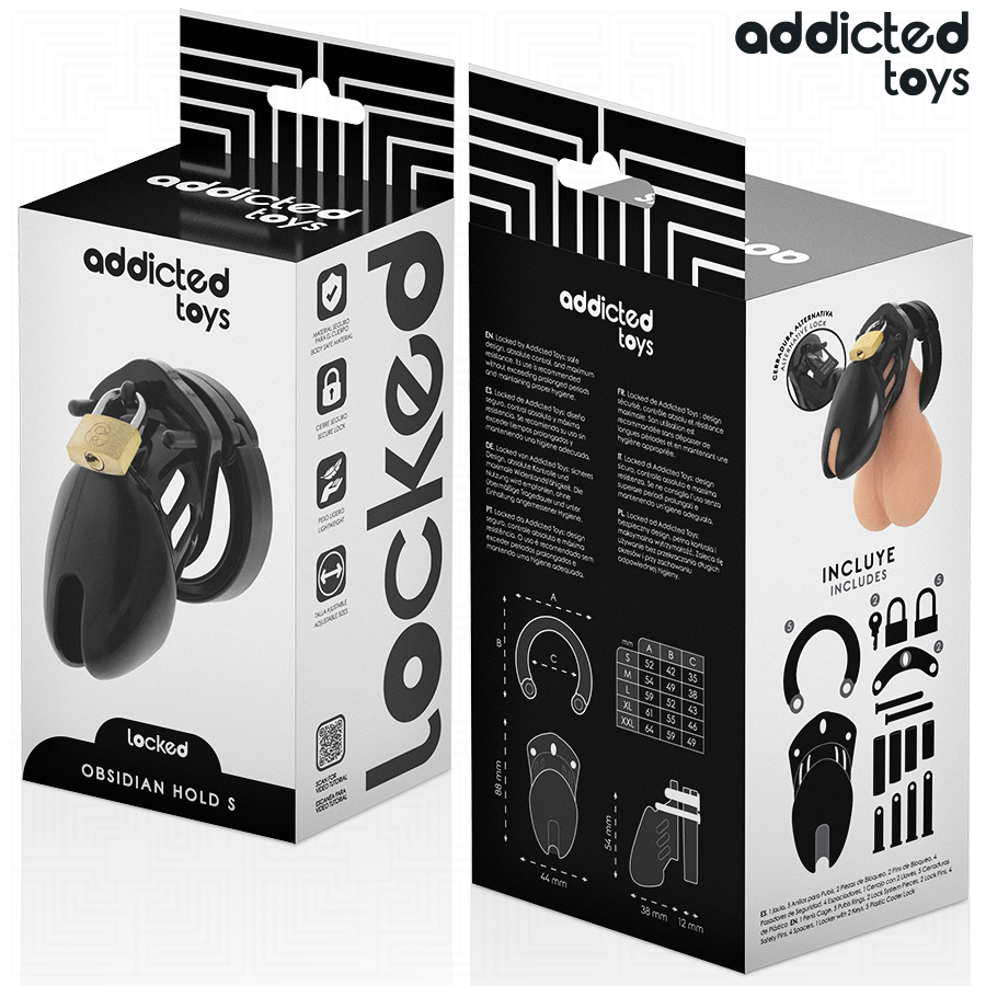 ADDICTED TOYS LOCKED - CAGE DE PÉNIS OBSIDIAN HOLD TAILLE S