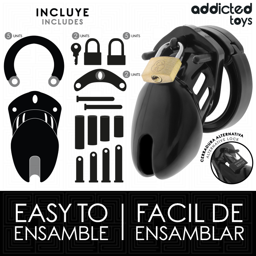 ADDICTED TOYS LOCKED - OBSIDIAN HOLD PENIS CAGE SIZE S