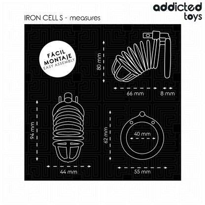 ADDICTED TOYS LOCKED - IRON CELL METAL PENIS CAGE 4 CM SIZE S