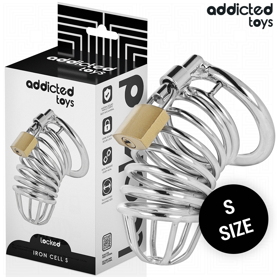 ADDICTED TOYS LOCKED - CAGE À PÉNIS EN MÉTAL CELLULE DE FER 4 CM TAILLE S