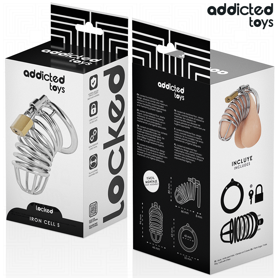 ADDICTED TOYS LOCKED - CAGE À PÉNIS EN MÉTAL CELLULE DE FER 4 CM TAILLE S