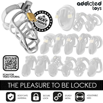JUGUETE DE BLOQUEO ADDICTED TOYS - JAULA PENEANA DE METAL CON CANDADO PLATEADO TALLA S